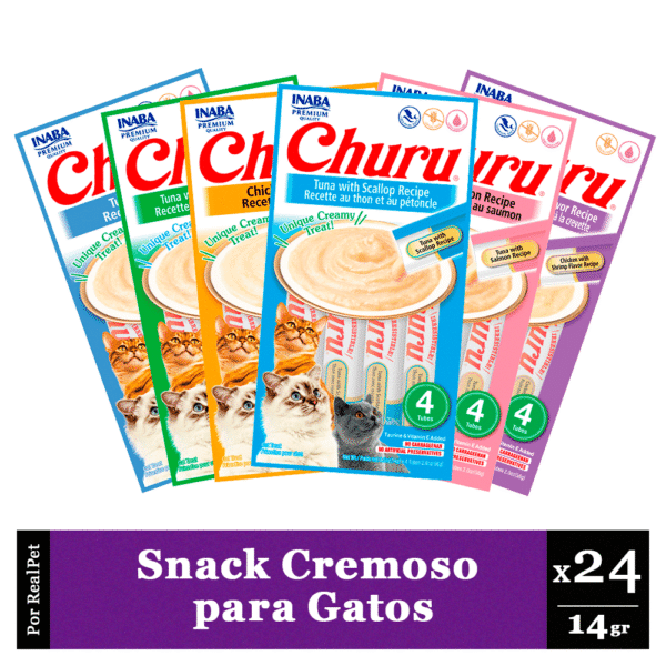 Pack Snack Cremoso Gato Churu Varios Sabores 24 x 14 gr