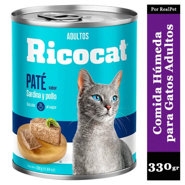 Paté para Gatos Adultos Ricocat Sardina y Pollo 330gr