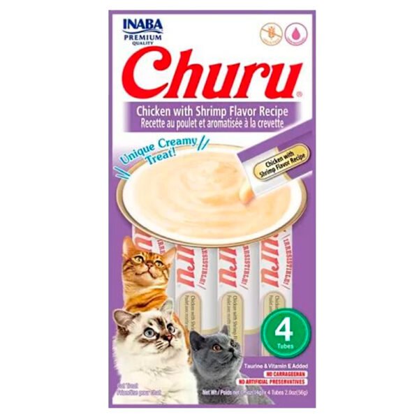 Snack Cremoso Gato Churu Sabor Pollo y Camarones 24 x 14gr - Imagen 2