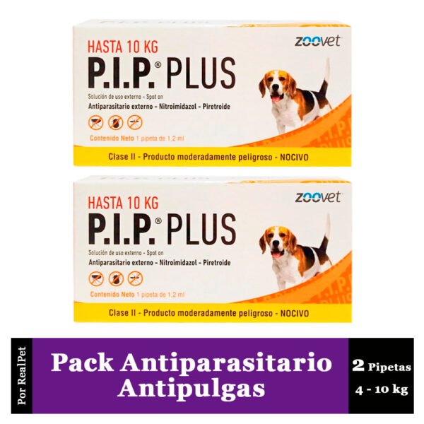 Pack x2 Pipeta Antiparasitario Antipulga P.I.P Perro 4-10 kg