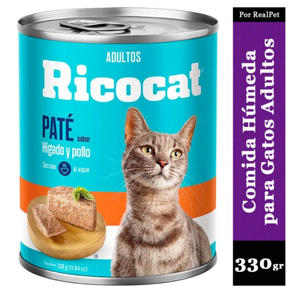 Paté para Gatos Adultos Ricocat Hígado y Pollo 330gr