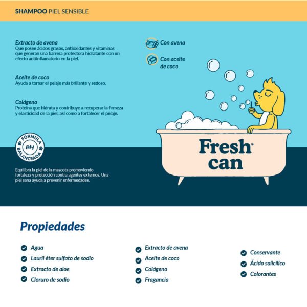 Shampoo para Perros Fresh Can Piel Sensible 25 unid 750 ml - Imagen 3