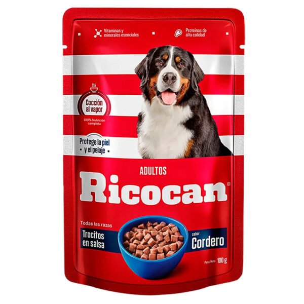 Pack x5 Comida Húmeda Perro Ricocan Trocitos Cordero 100gr - Imagen 2