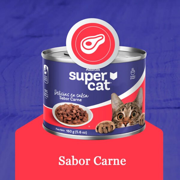 Comida Húmeda Salsa para Gatos Supercat Sabor Carne 190 gr - Imagen 2