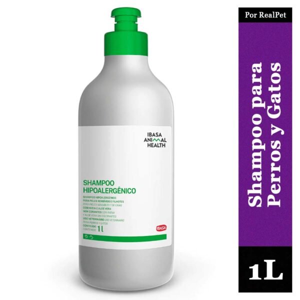 Shampoo Hipoalergénico Ibasa Perros y Gatos Avena Aloe 1L
