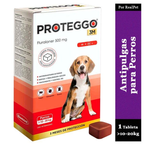 Antipulga Masticable Proteggo 3M para Perros de 10 - 20 kg