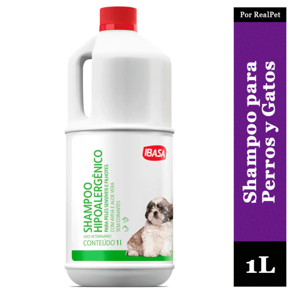 Shampoo Hipoalergénico Ibasa Perros y Gatos Avena Aloe 1L