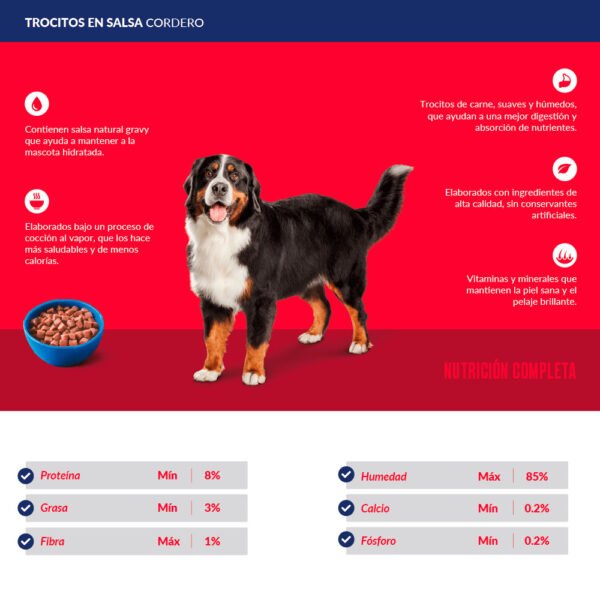 Pack x5 Comida Húmeda Perro Ricocan Trocitos Cordero 100gr - Imagen 3