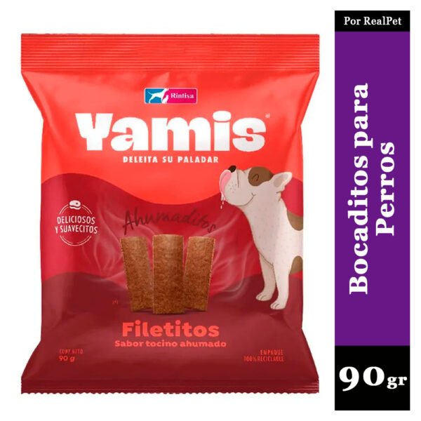 Filetitos Yamis para Perros Adultos Tocino Ahumado 80gr