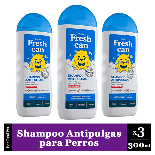 Pack x3 Shampoo para Perros Fresh Can Antipulgas 300 ml