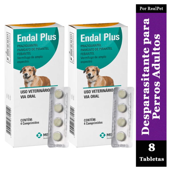 Pack x2 Desparasitante Perros Endal Plus x 8 Tabletas