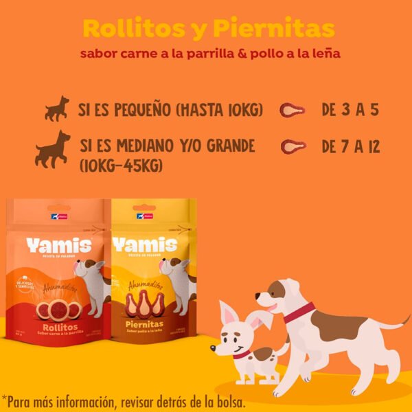 Rollitos Yamis Perros Adultos Carne a la Parilla 80 gr - Imagen 2