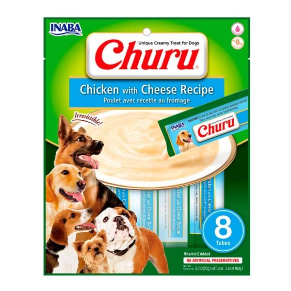 Snack Cremoso Perro Churu Pollo y Queso 6 sobres x 8 tubos - Imagen 2