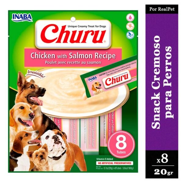 Snack Cremoso Perro Churu Pollo y Salmón 1 sobre x 8 tubos