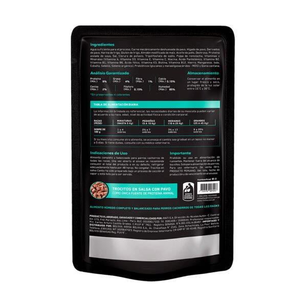 Pack x5 Comida Húmeda Perro Cachorro Canbo Pavo 100gr - Imagen 2