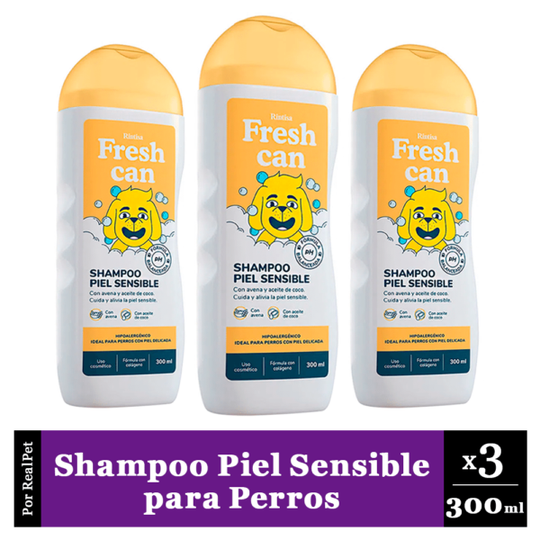 Pack x3 Shampoo para Perros Fresh Can Piel Sensible 300 ml