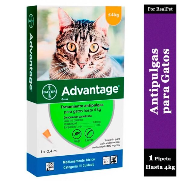 Pipeta Antipulgas Advantage Gatos hasta 4 kg 0.4ml