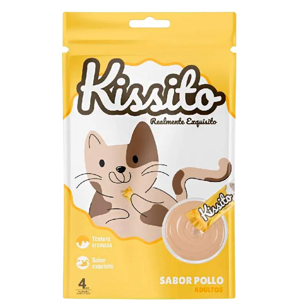 Snack Cremoso para Gato Kissito Pollo 6 sobres x 4 tubos - Imagen 2