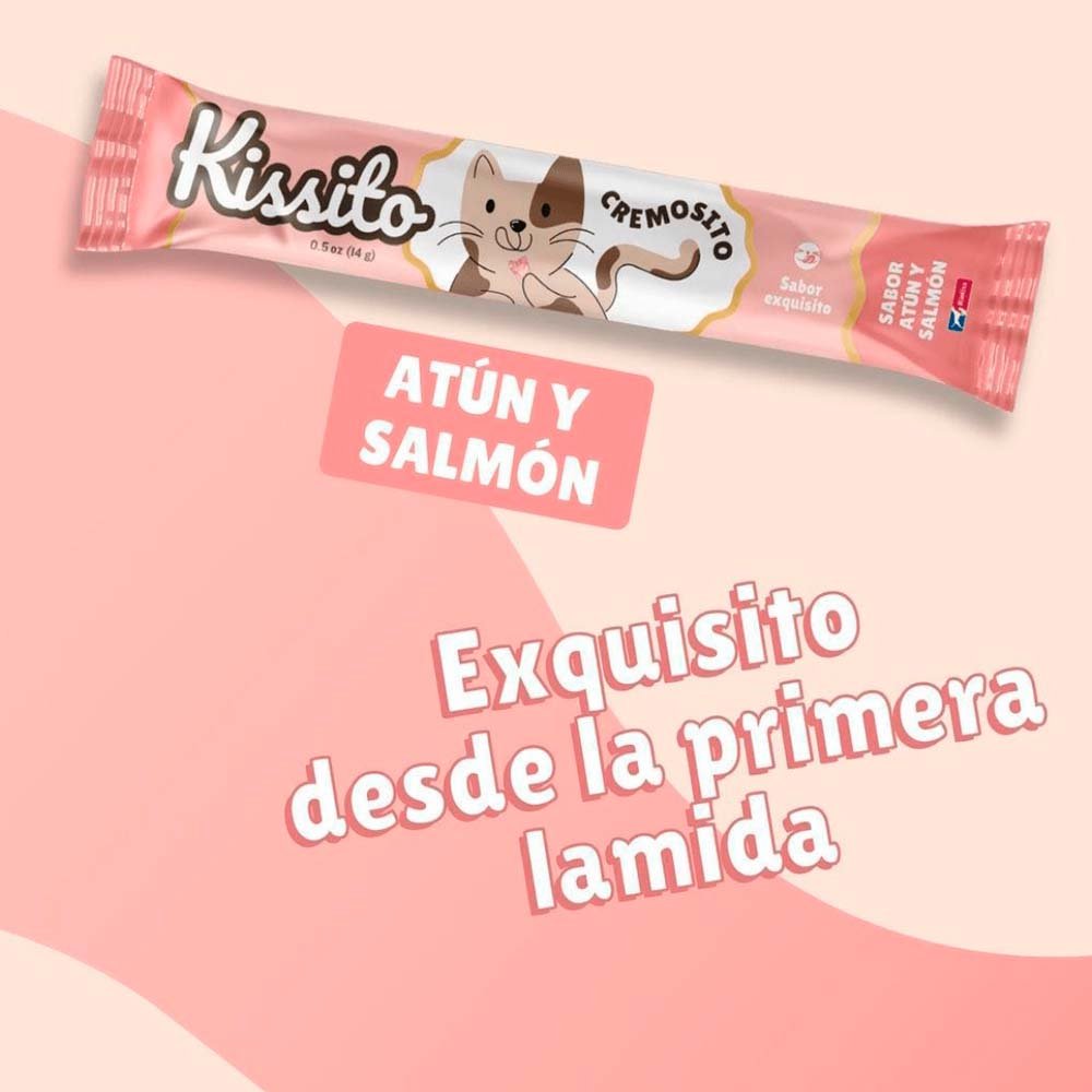 Snack Cremoso Gato Kissito Atún y Salmón 6 sobres x 4 tubos - Imagen 3