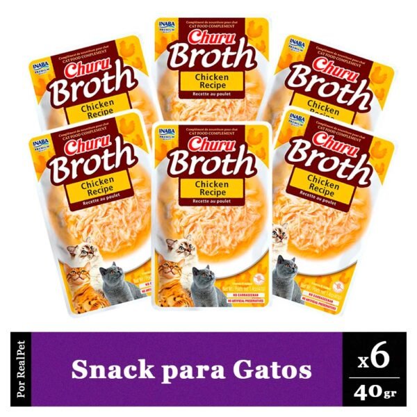 Pack Snack Sopa para Gato Churu Broth Pollo 6 sobres 40gr