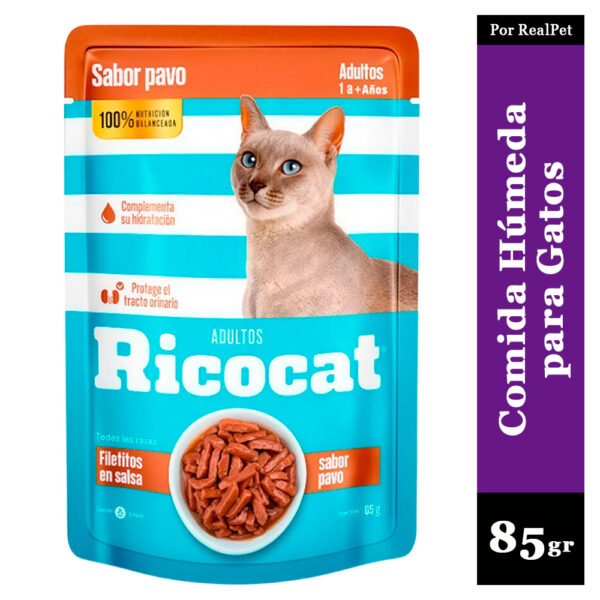 Comida Húmeda para Gatos Ricocat Filetitos Pavo 85gr