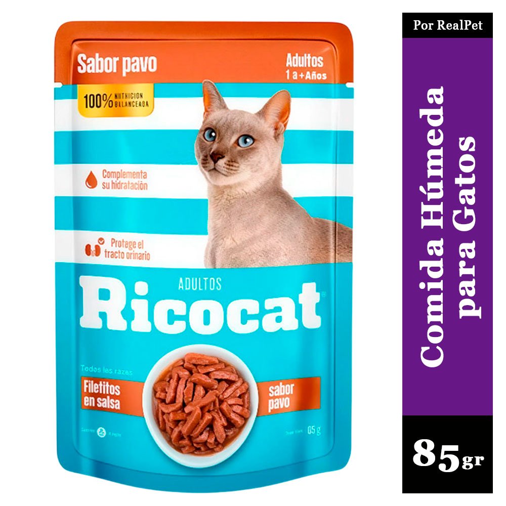 Comida Húmeda para Gatos Ricocat Filetitos Pavo 85gr