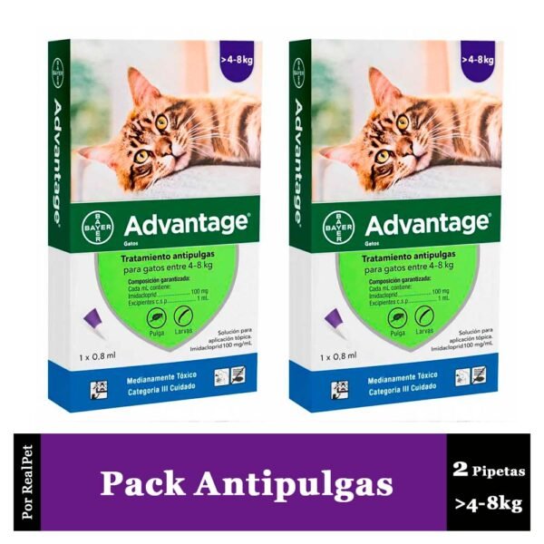 Pack x2 Pipeta Antipulgas ADVANTAGE Gatos de 4 a 8 kg