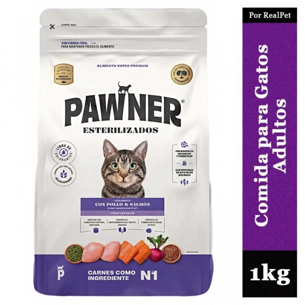 Comida para Gato Esterilizado Pawner Pollo y Salmón 1 kg