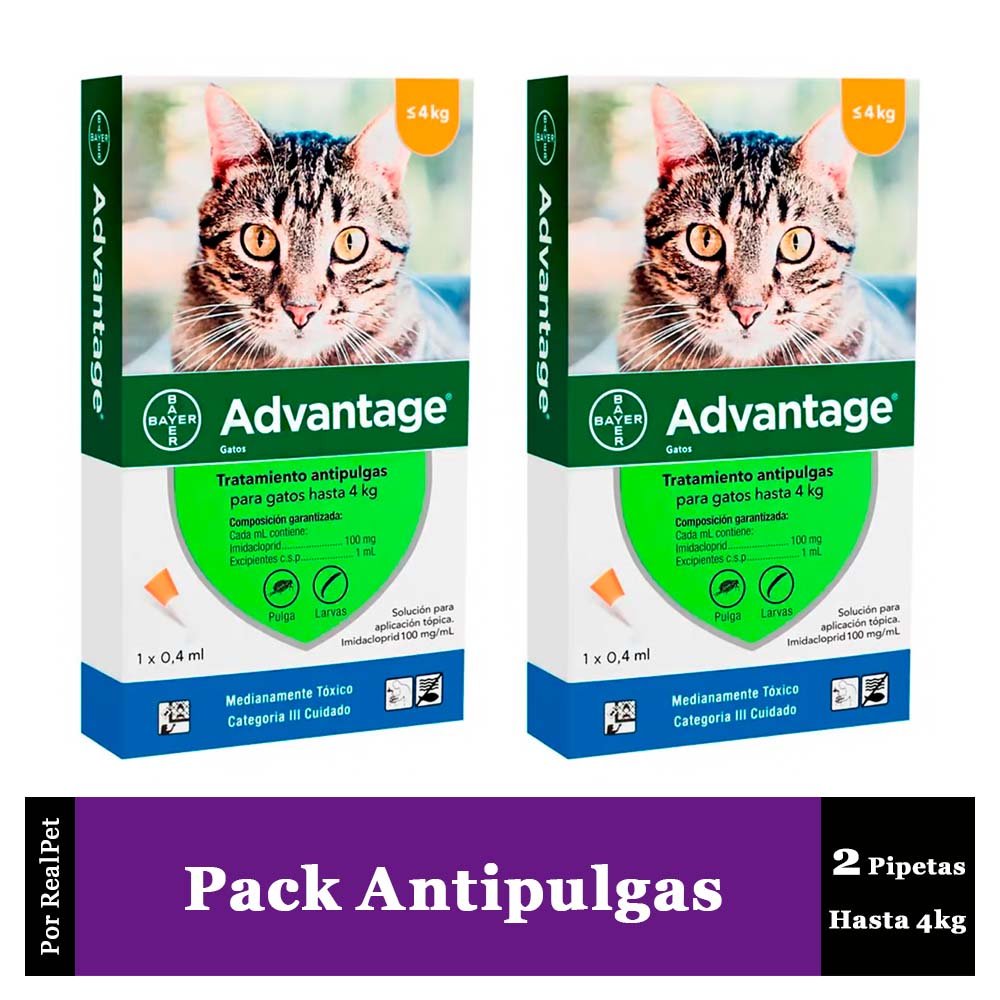 Pack x2 Pipeta Antipulgas ADVANTAGE Gatos hasta 4 kg