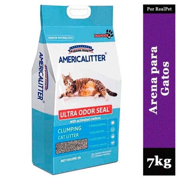Arena para Gatos AmericaLitter Ultra Odor Seal Carbón 7 kg