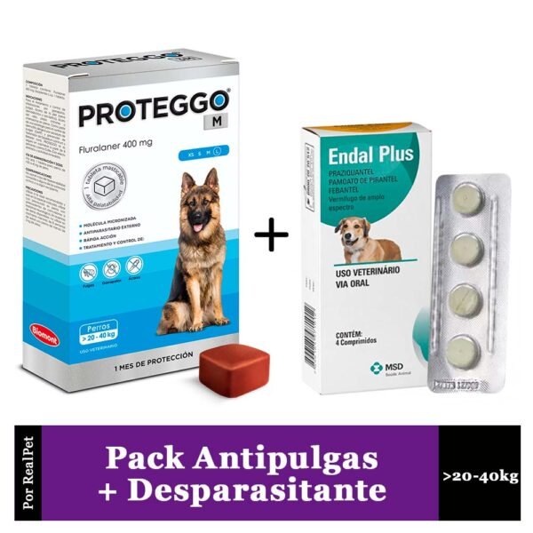 Antipulga Proteggo 1M para Perros de 20 - 40 kg + Endal