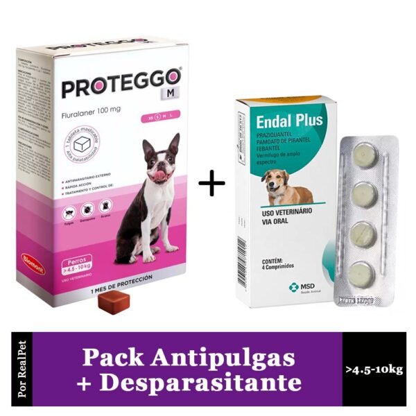 Antipulga Proteggo 1M para Perros de 4.5 - 10 kg + Endal