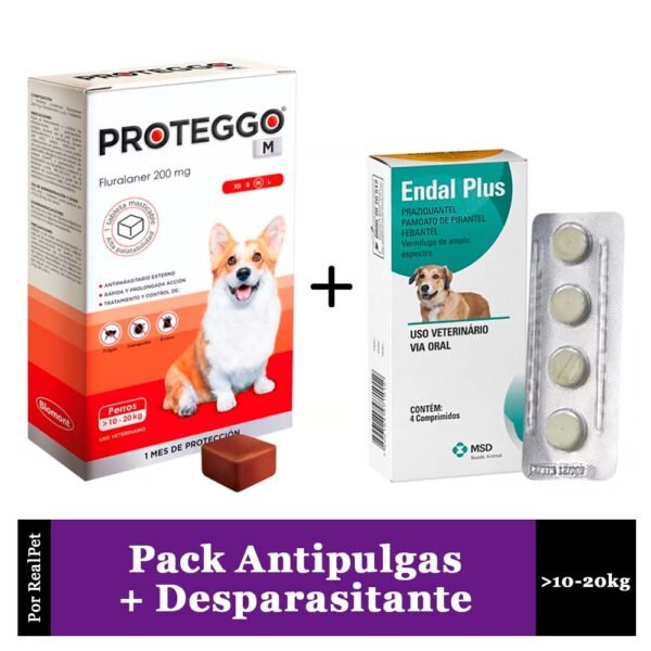 Antipulga Proteggo 1M para Perros de 10 - 20 kg + Endal