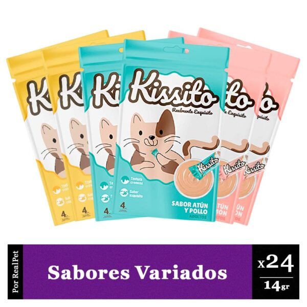 Pack Snack Cremoso para Gato Kissito Varios Sabores 6 sobres