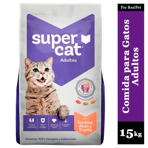 Comida para Gatos Adultos Supercat Sardina Atún Trucha 15 kg