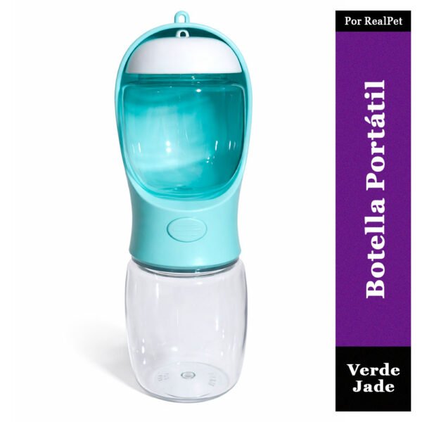 Botella Portátil de Agua y Comida de Perros Verde Jade 350ml