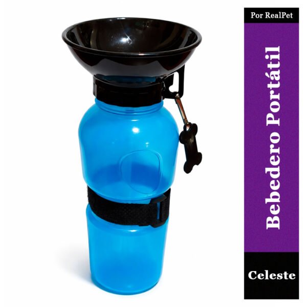Bebedero Portátil para Perros Color Celeste